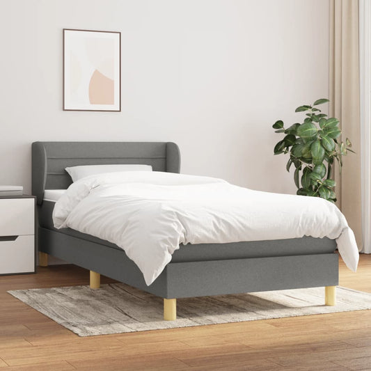 Boxspring met matras stof donkergrijs 90x200 cm is nu te koop bij PeponiXL, paradijselijk wonen!
