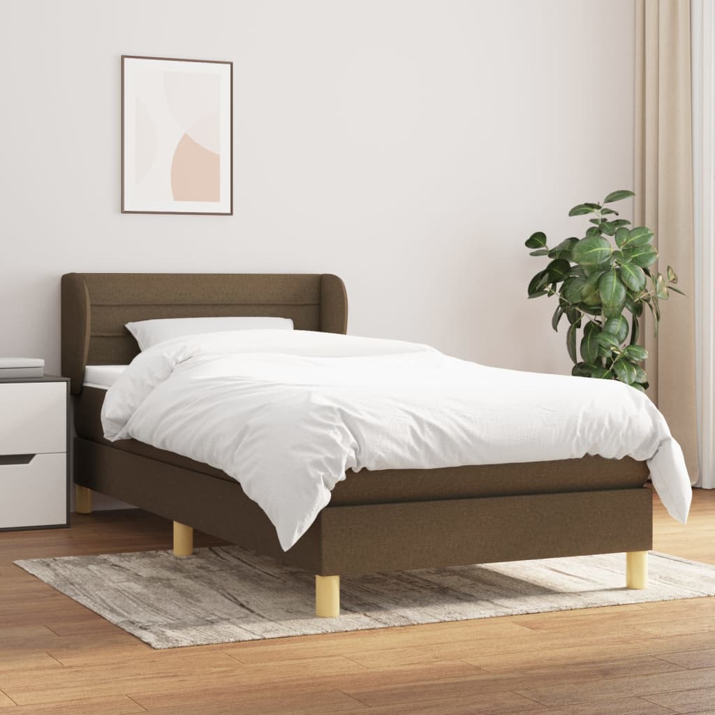 Boxspring met matras stof donkerbruin 90x200 cm is nu te koop bij PeponiXL, paradijselijk wonen!
