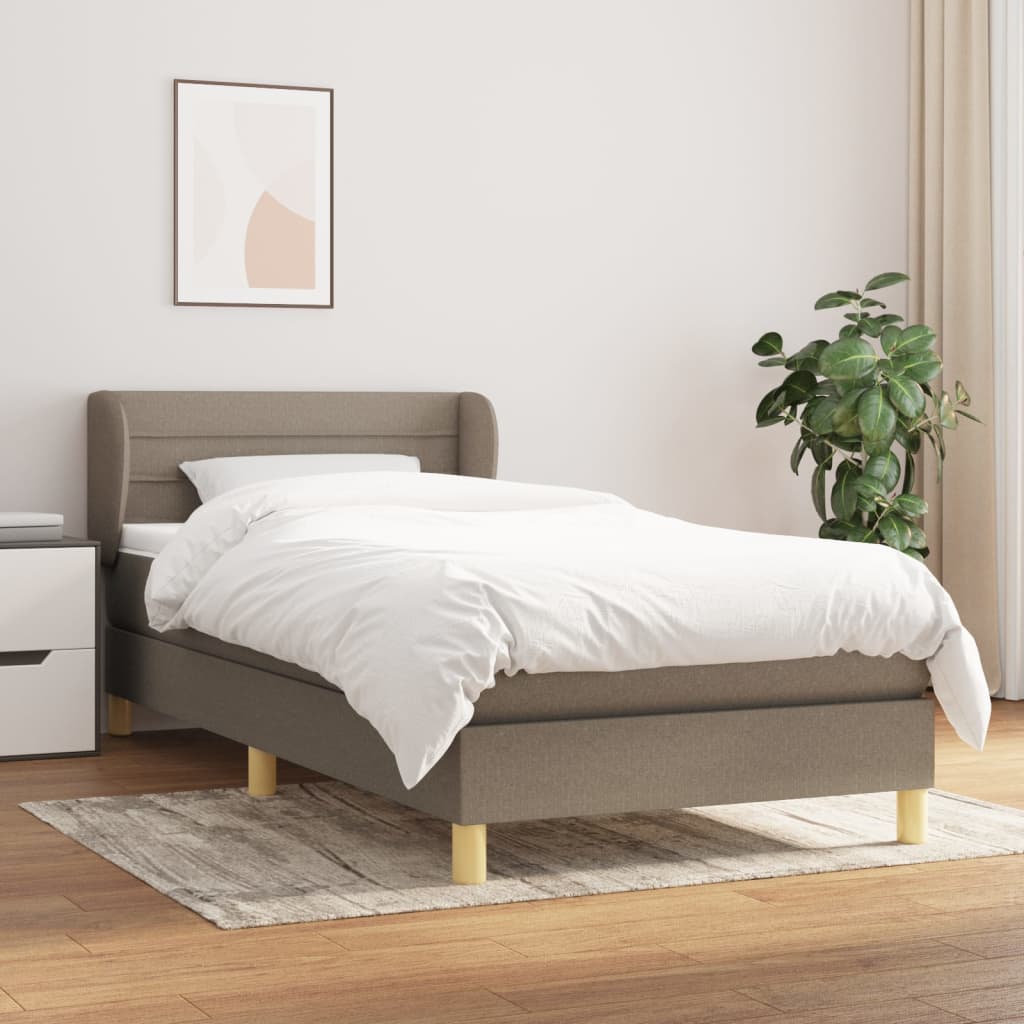 Boxspring met matras stof taupe 100x200 cm is nu te koop bij PeponiXL, paradijselijk wonen!