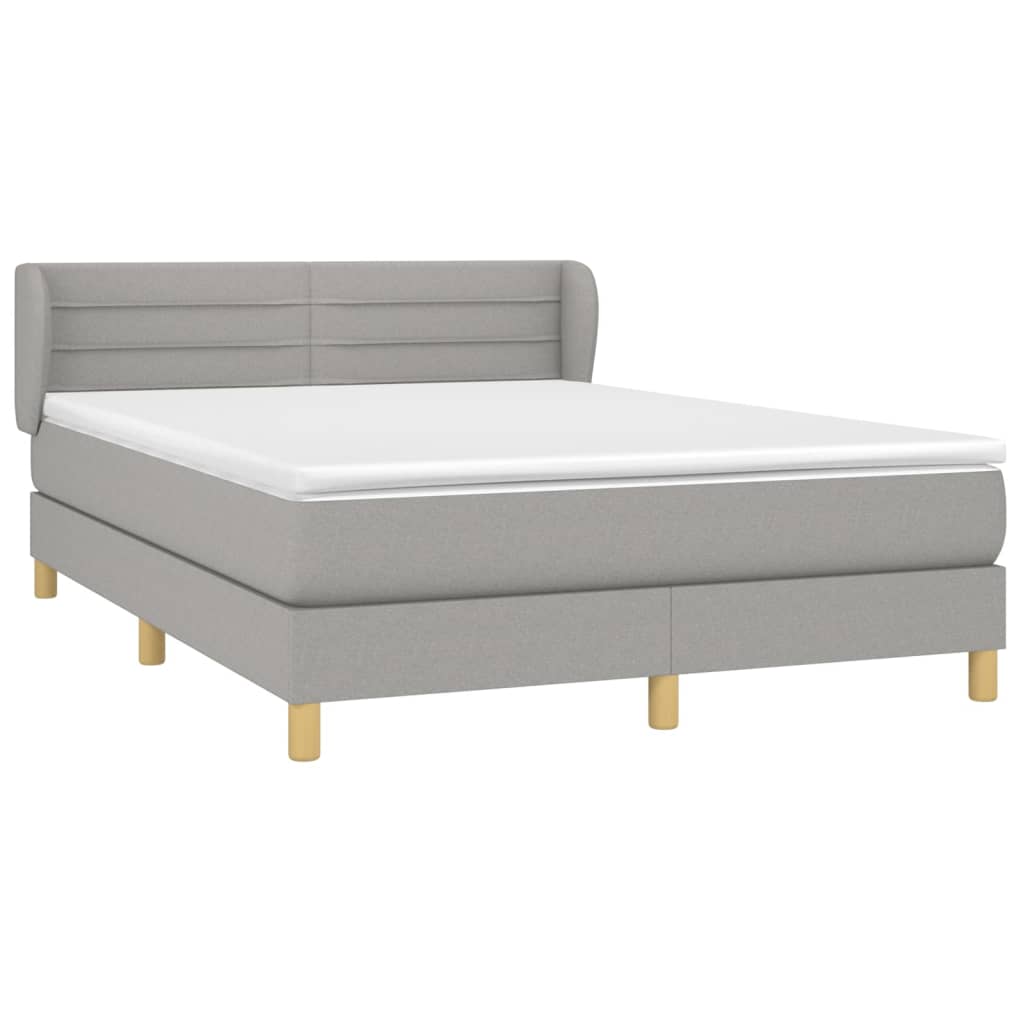 Boxspring met matras stof lichtgrijs 140x190 cm is nu te koop bij PeponiXL, paradijselijk wonen!