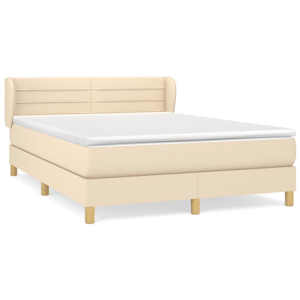Boxspring met matras stof crèmekleurig 140x200 cm is nu te koop bij PeponiXL, paradijselijk wonen!