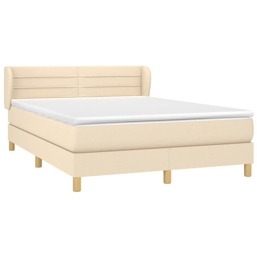 Boxspring met matras stof crèmekleurig 140x200 cm is nu te koop bij PeponiXL, paradijselijk wonen!