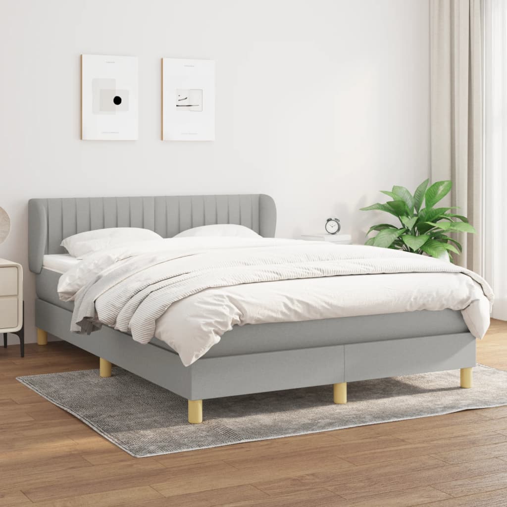 Boxspring met matras stof lichtgrijs 140x190 cm is nu te koop bij PeponiXL, paradijselijk wonen!