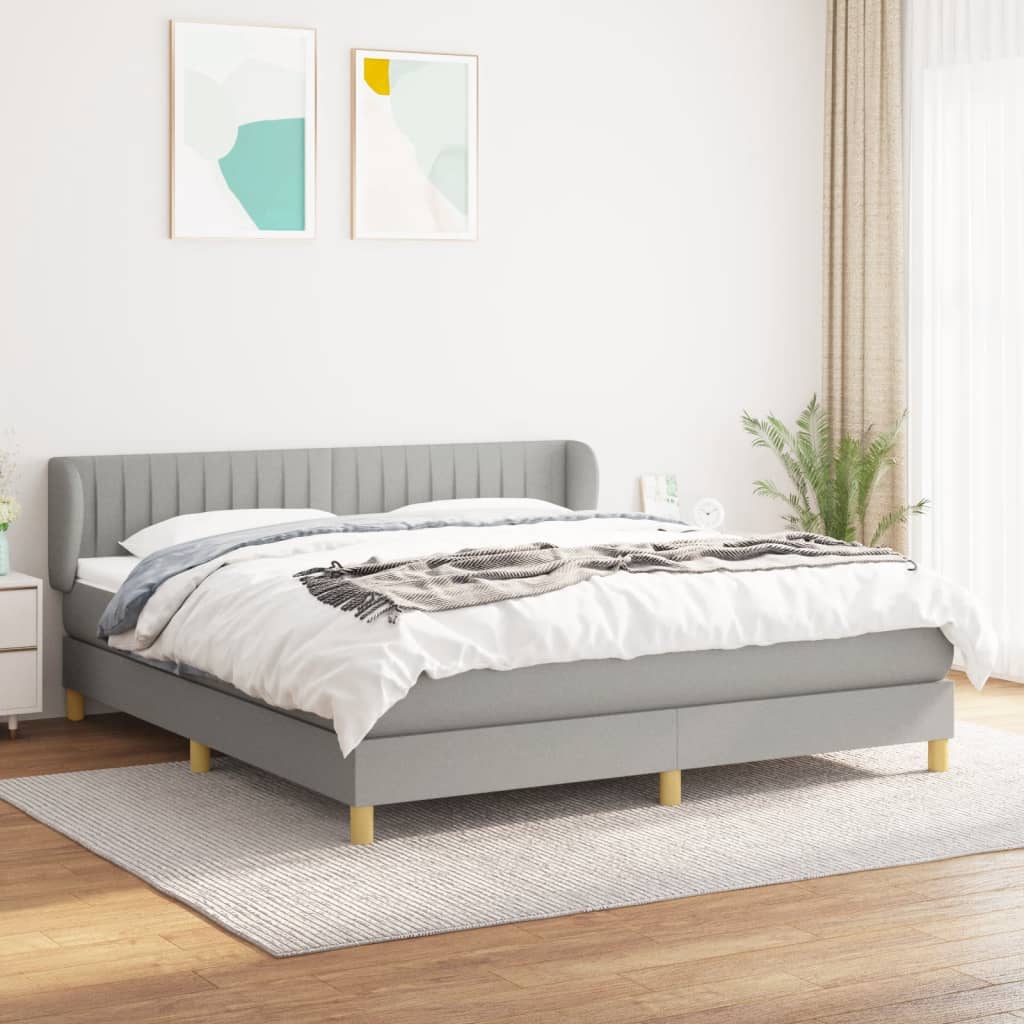 Boxspring met matras stof lichtgrijs 160x200 cm is nu te koop bij PeponiXL, paradijselijk wonen!