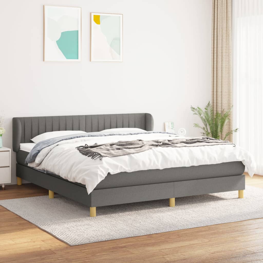 Boxspring met matras stof donkergrijs 160x200 cm is nu te koop bij PeponiXL, paradijselijk wonen!