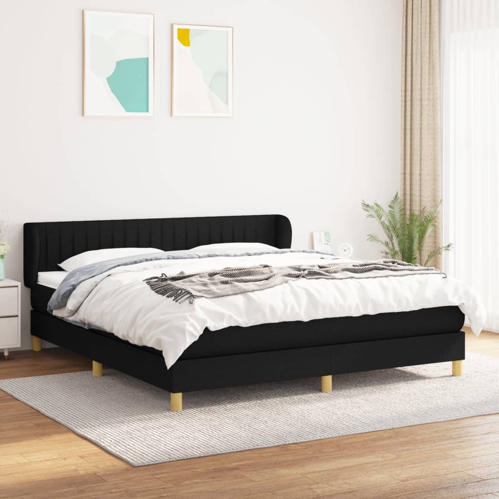 Boxspring met matras stof zwart 160x200 cm is nu te koop bij PeponiXL, paradijselijk wonen!