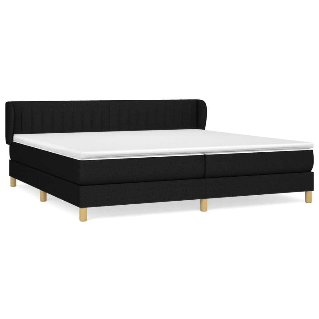 Boxspring met matras stof zwart 200x200 cm is nu te koop bij PeponiXL, paradijselijk wonen!