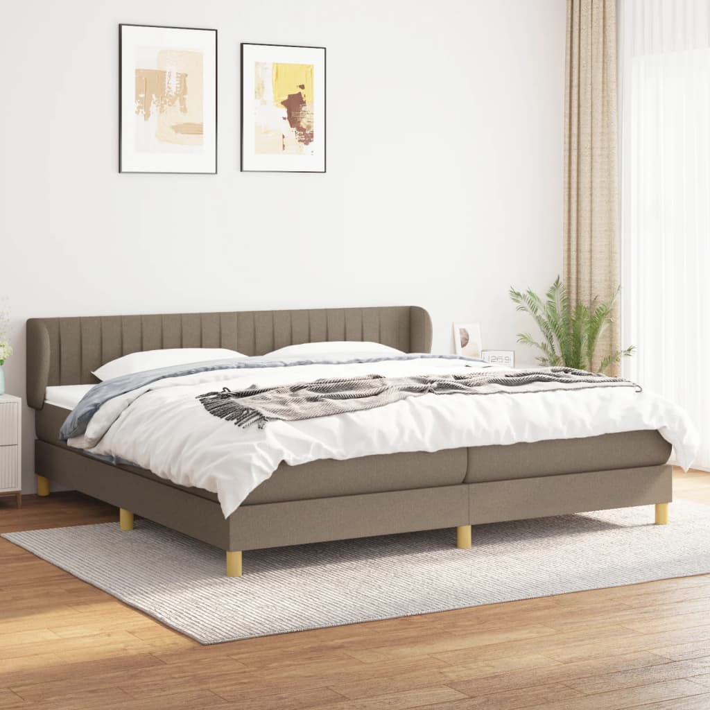 Boxspring met matras stof taupe 200x200 cm is nu te koop bij PeponiXL, paradijselijk wonen!
