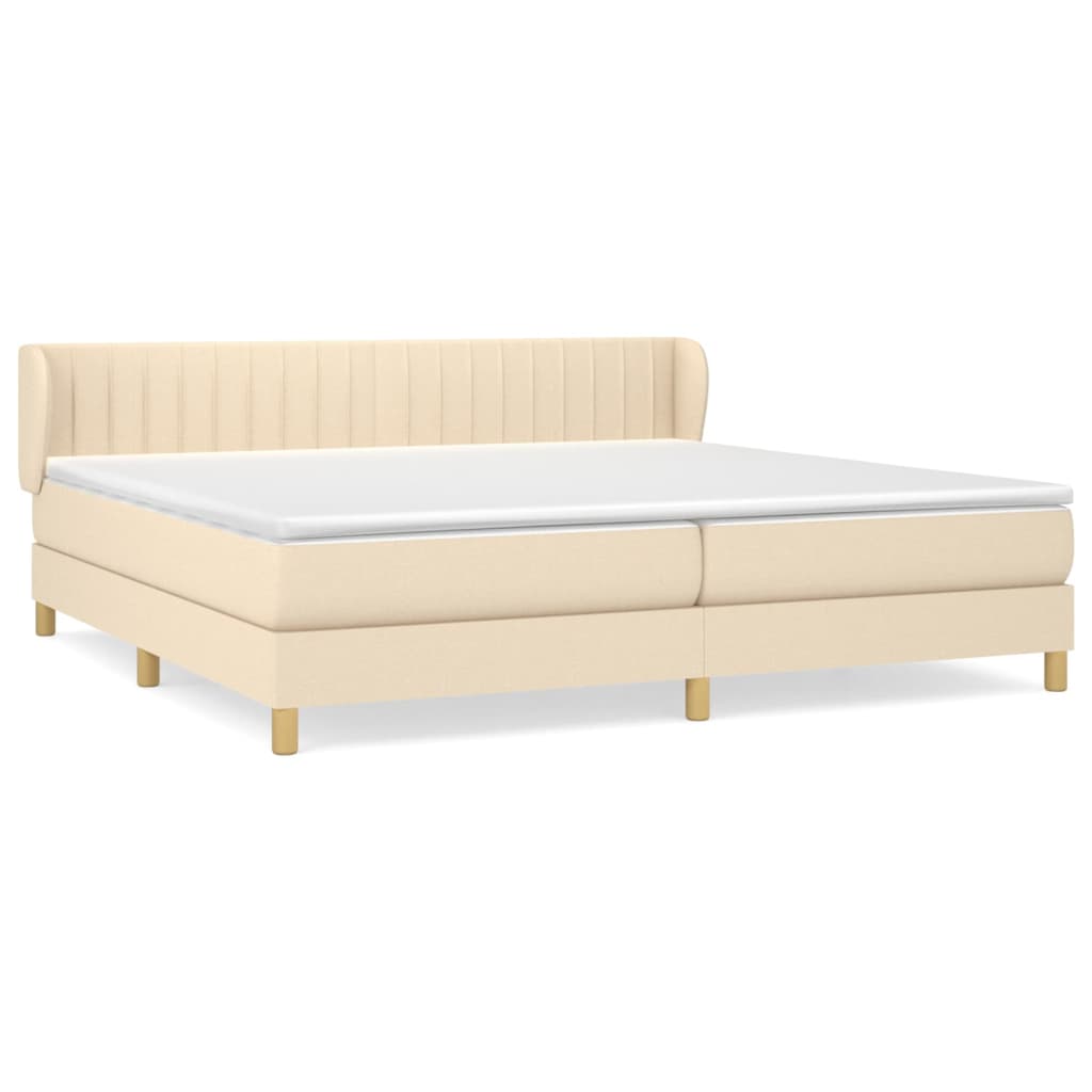 Boxspring met matras stof crèmekleurig 200x200 cm is nu te koop bij PeponiXL, paradijselijk wonen!