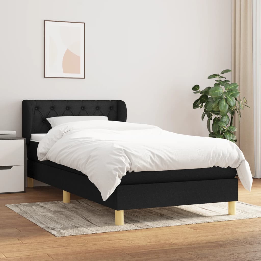 Boxspring met matras stof zwart 80x200 cm is nu te koop bij PeponiXL, paradijselijk wonen!