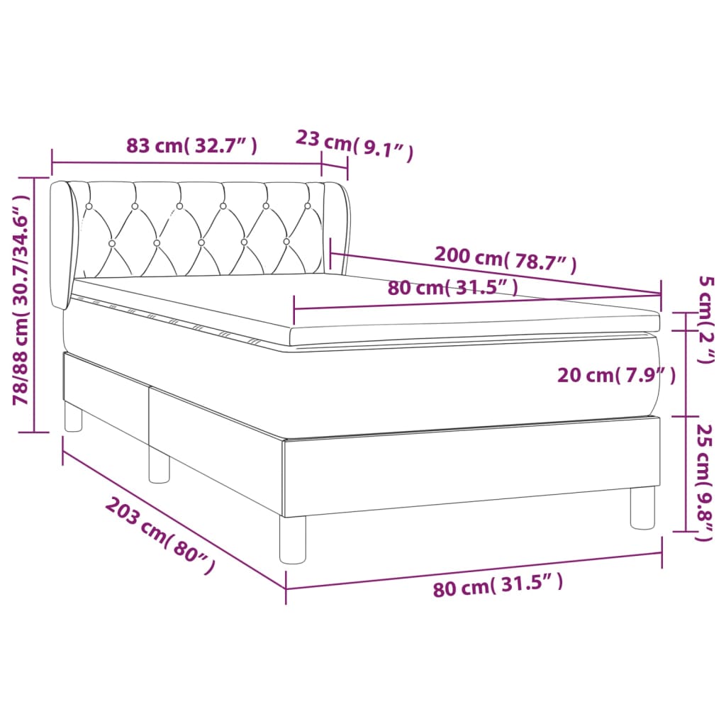Boxspring met matras stof blauw 80x200 cm is nu te koop bij PeponiXL, paradijselijk wonen!