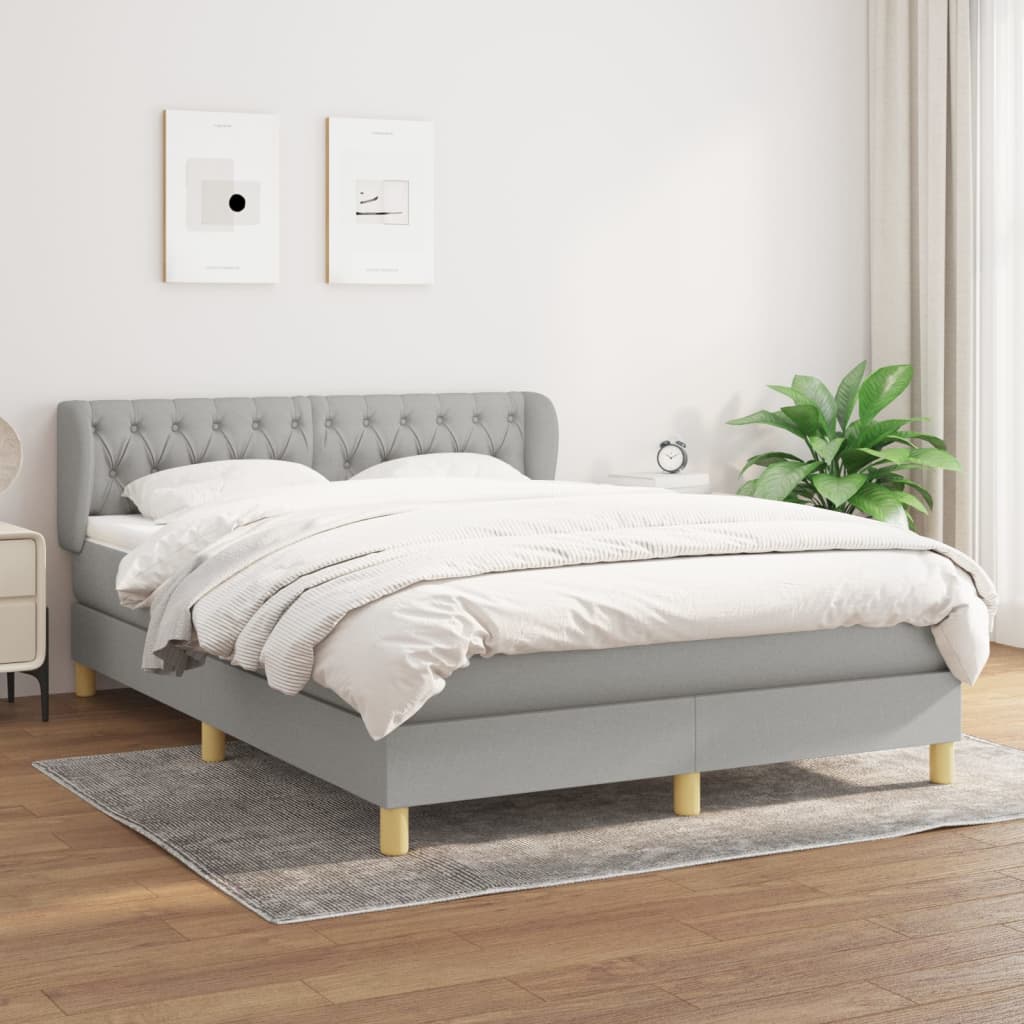 Boxspring met matras stof lichtgrijs 140x190 cm is nu te koop bij PeponiXL, paradijselijk wonen!