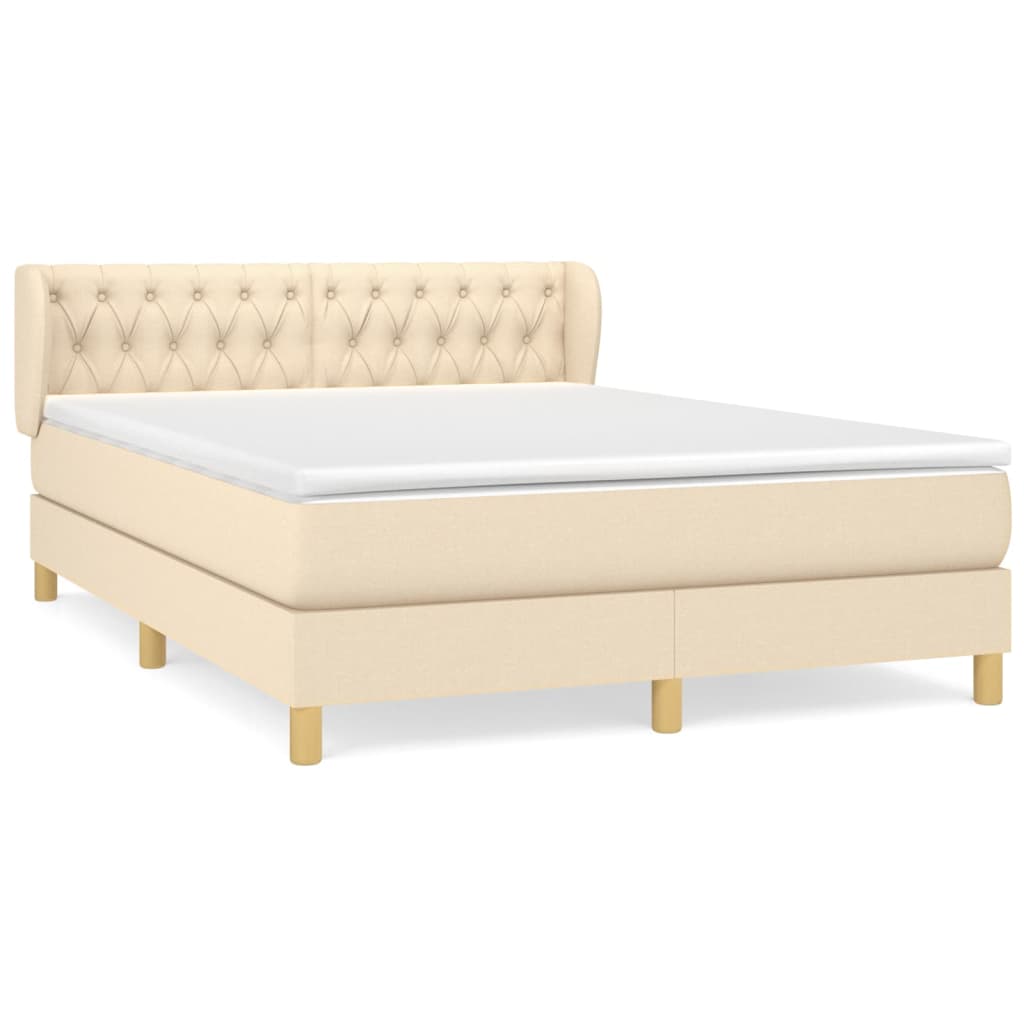 Boxspring met matras stof crèmekleurig 140x200 cm is nu te koop bij PeponiXL, paradijselijk wonen!