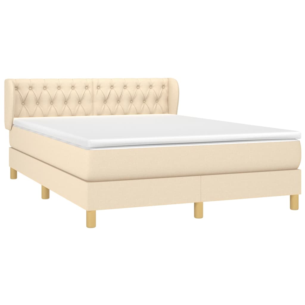 Boxspring met matras stof crèmekleurig 140x200 cm is nu te koop bij PeponiXL, paradijselijk wonen!