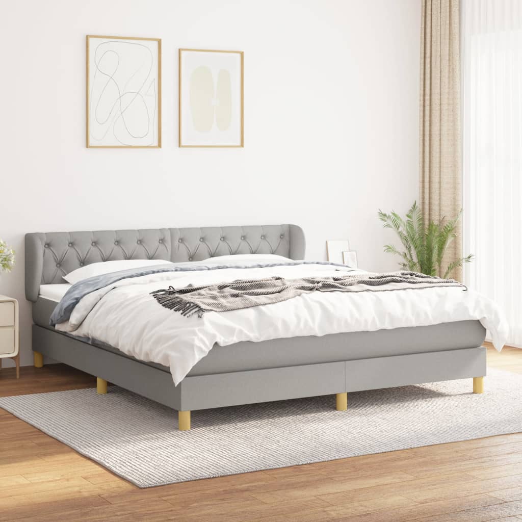 Boxspring met matras stof lichtgrijs 160x200 cm is nu te koop bij PeponiXL, paradijselijk wonen!