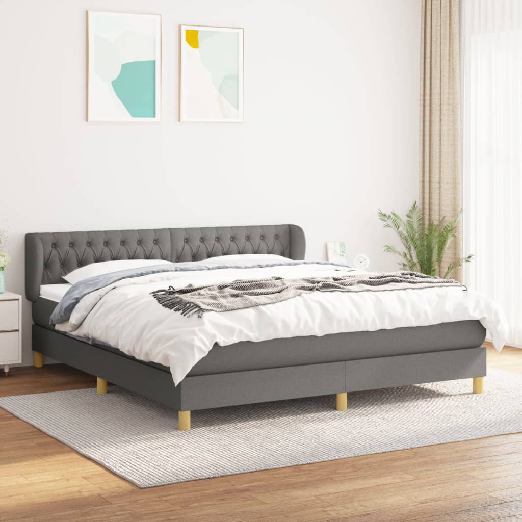 Boxspring met matras stof donkergrijs 180x200 cm is nu te koop bij PeponiXL, paradijselijk wonen!