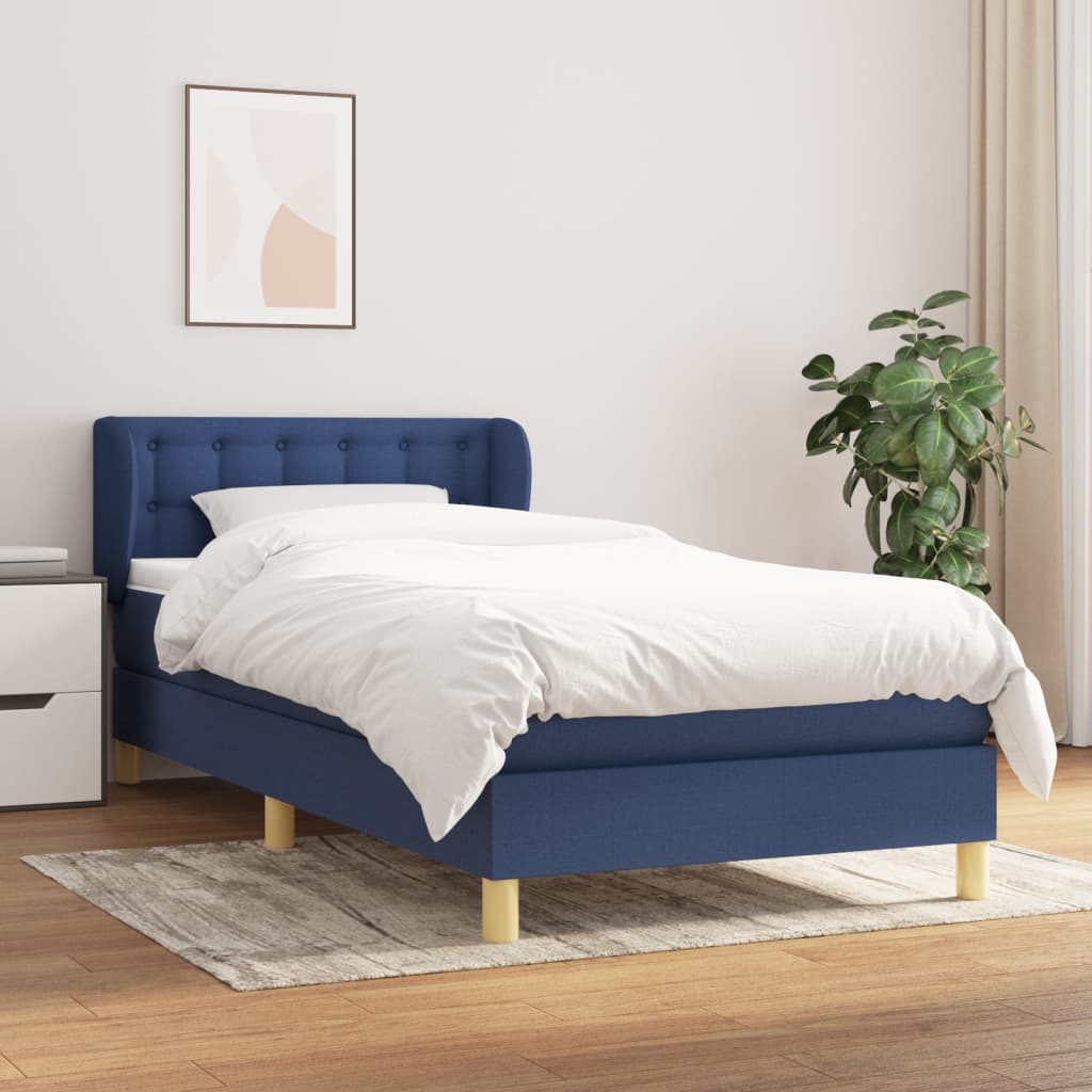 Boxspring met matras stof blauw 90x200 cm is nu te koop bij PeponiXL, paradijselijk wonen!