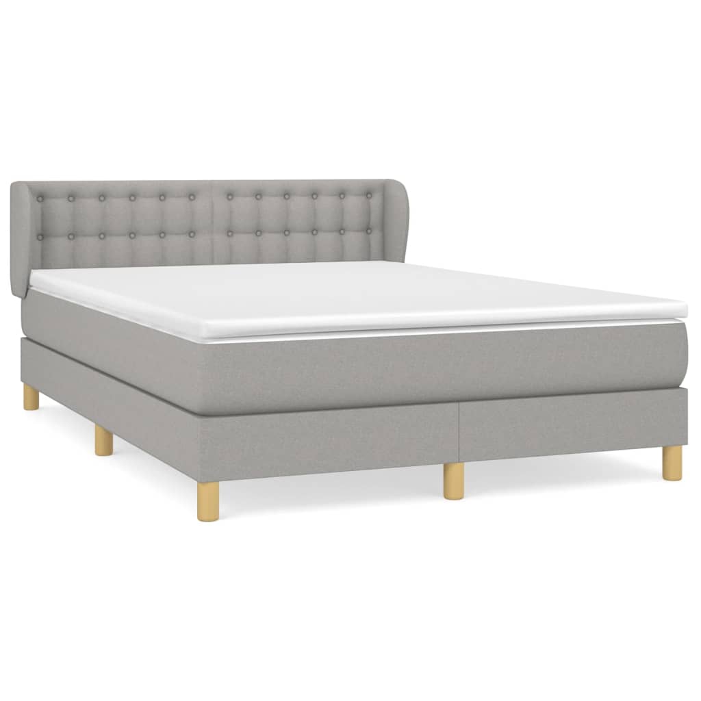 Boxspring met matras stof lichtgrijs 140x190 cm is nu te koop bij PeponiXL, paradijselijk wonen!
