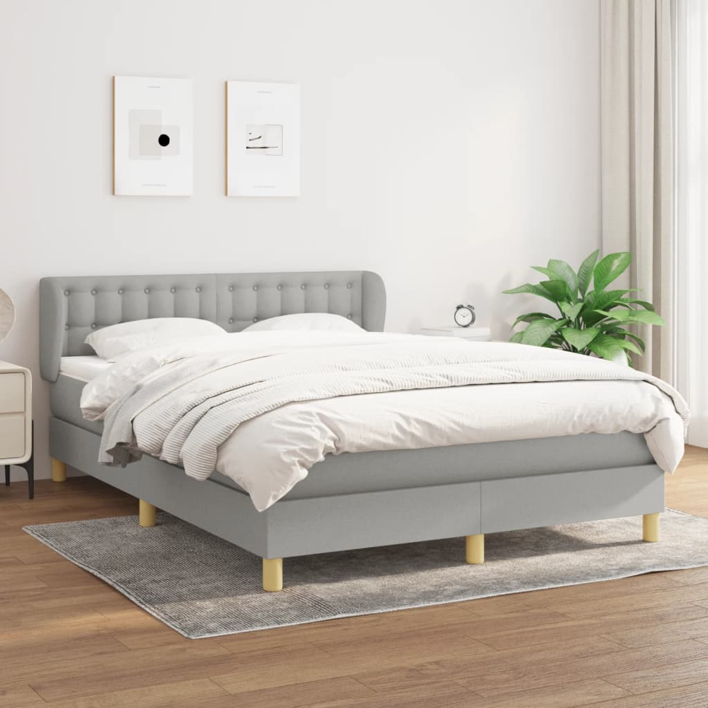 Boxspring met matras stof lichtgrijs 140x190 cm is nu te koop bij PeponiXL, paradijselijk wonen!