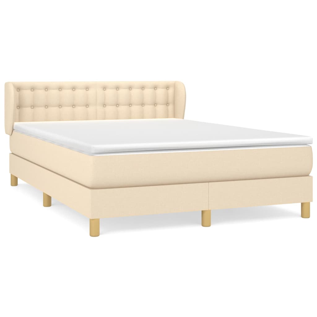 Boxspring met matras stof crèmekleurig 140x200 cm is nu te koop bij PeponiXL, paradijselijk wonen!