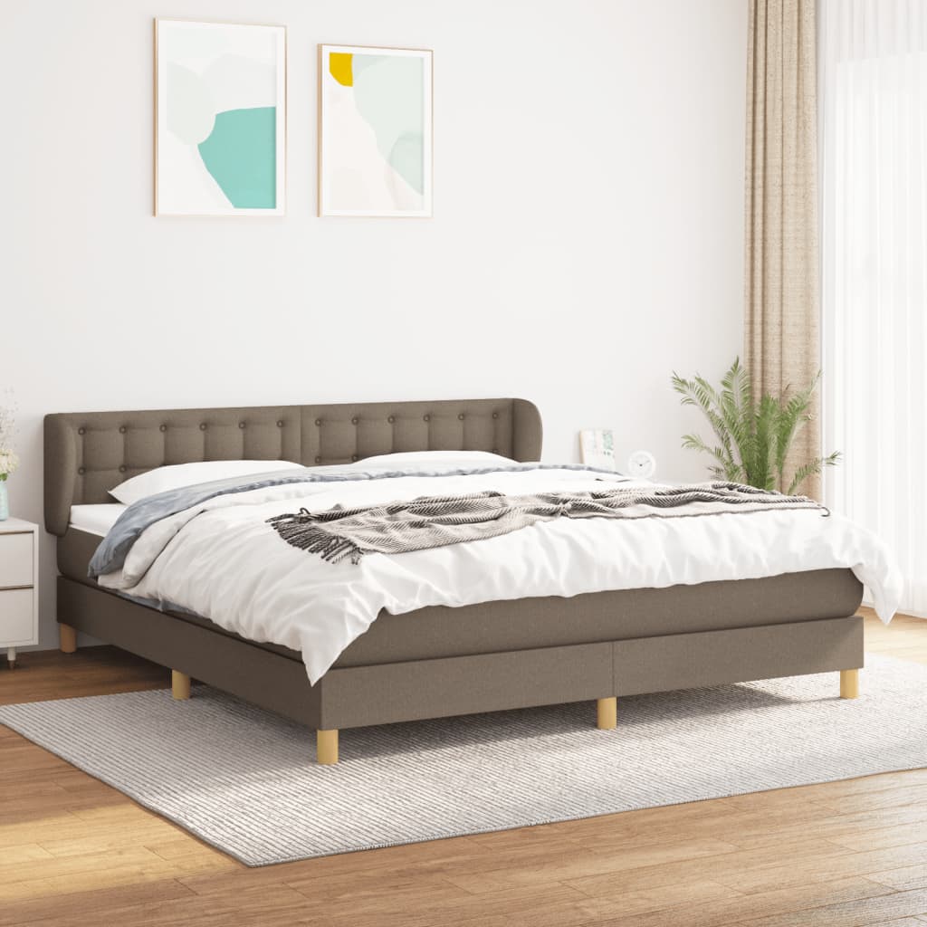 Boxspring met matras stof taupe 180x200 cm is nu te koop bij PeponiXL, paradijselijk wonen!