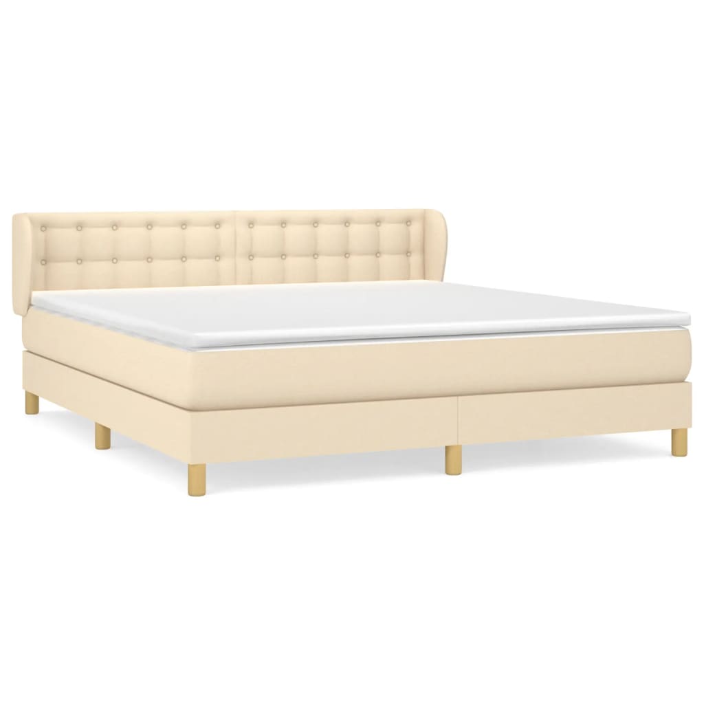 Boxspring met matras stof crèmekleurig 180x200 cm is nu te koop bij PeponiXL, paradijselijk wonen!