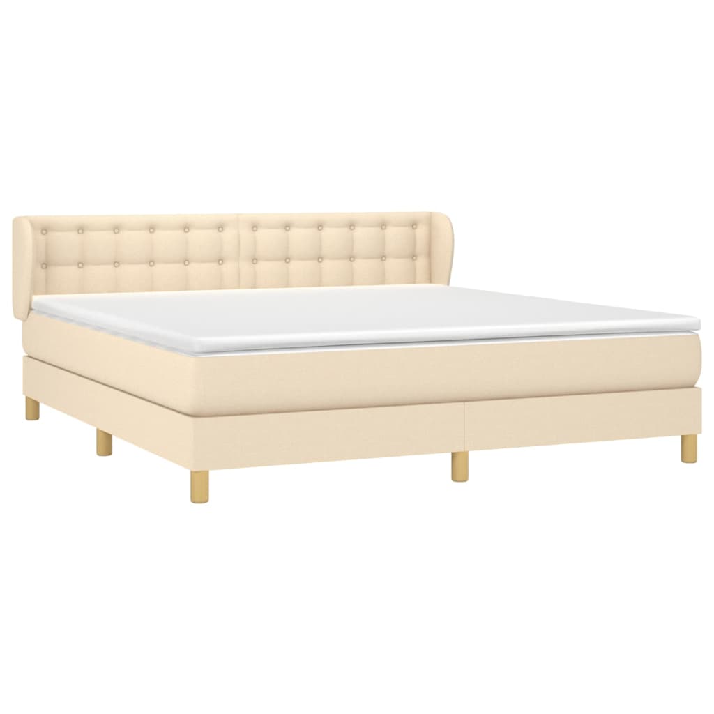 Boxspring met matras stof crèmekleurig 180x200 cm is nu te koop bij PeponiXL, paradijselijk wonen!