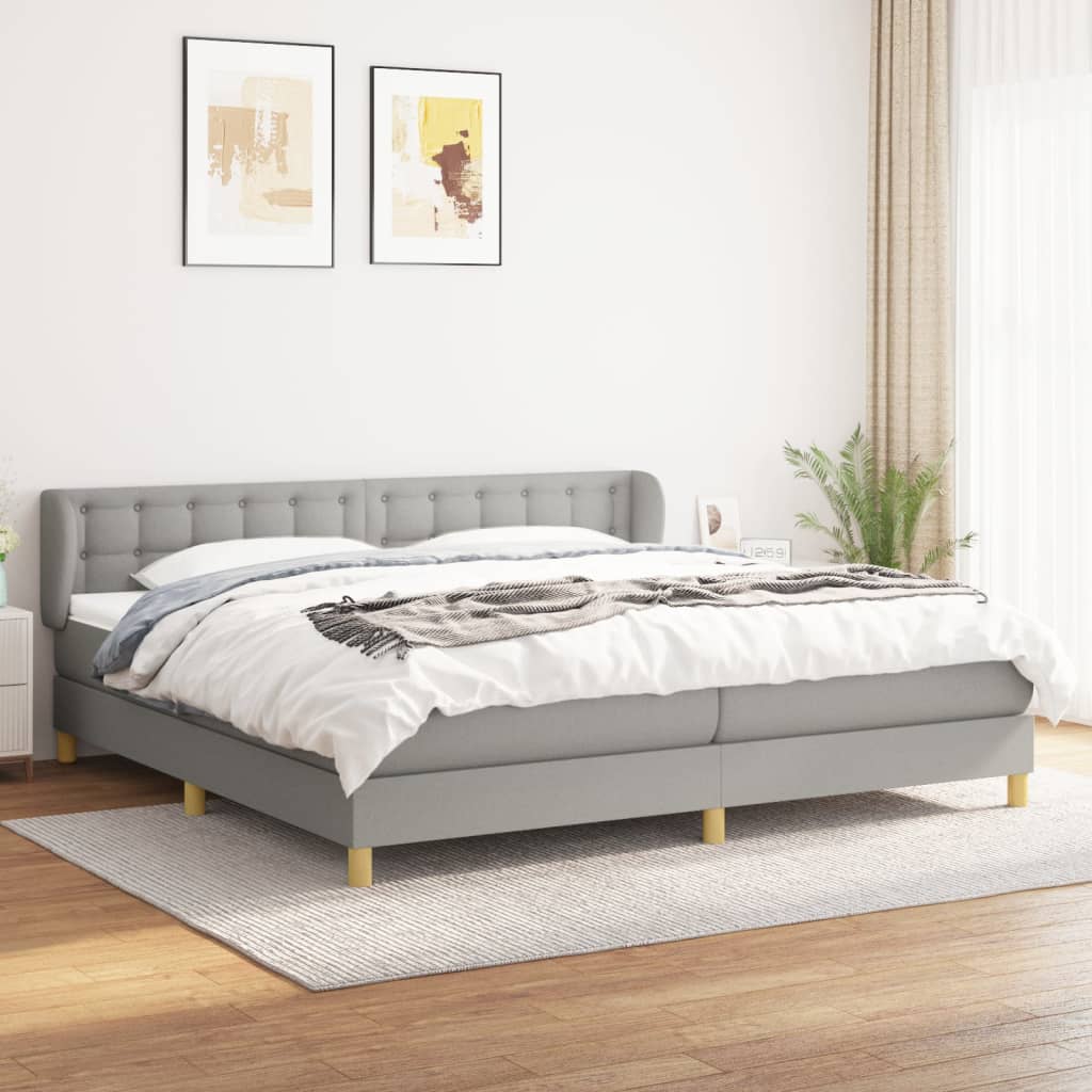 Boxspring met matras stof lichtgrijs 200x200 cm is nu te koop bij PeponiXL, paradijselijk wonen!