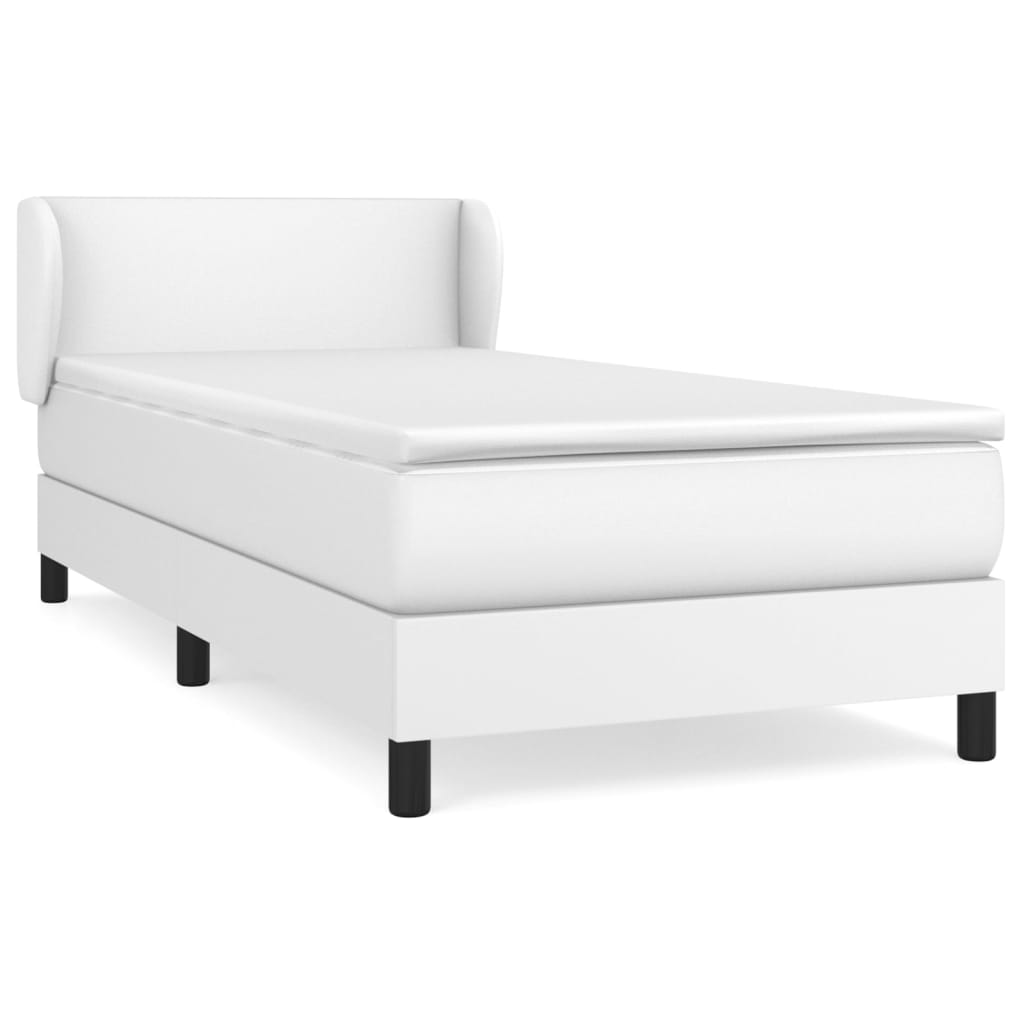 Boxspring met matras kunstleer wit 90x190 cm is nu te koop bij PeponiXL, paradijselijk wonen!