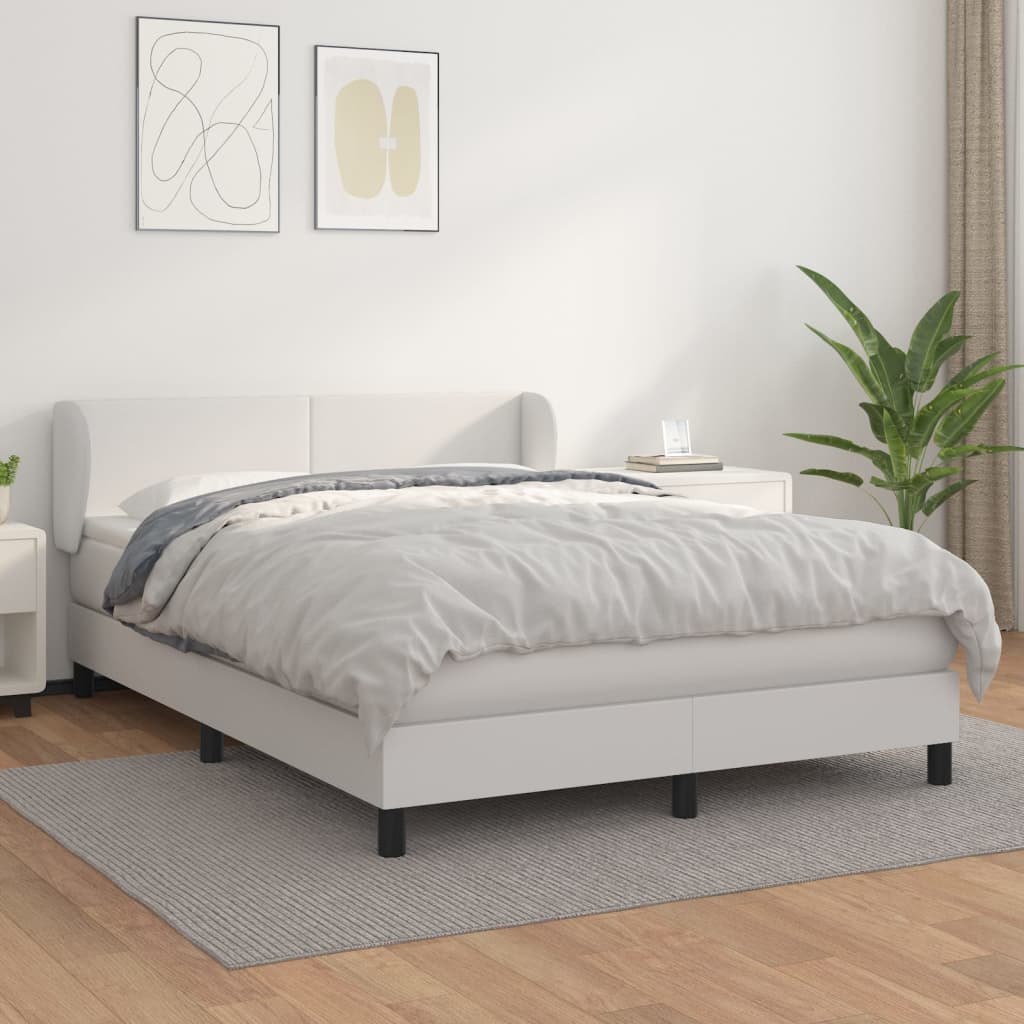 Boxspring met matras kunstleer wit 140x200 cm is nu te koop bij PeponiXL, paradijselijk wonen!