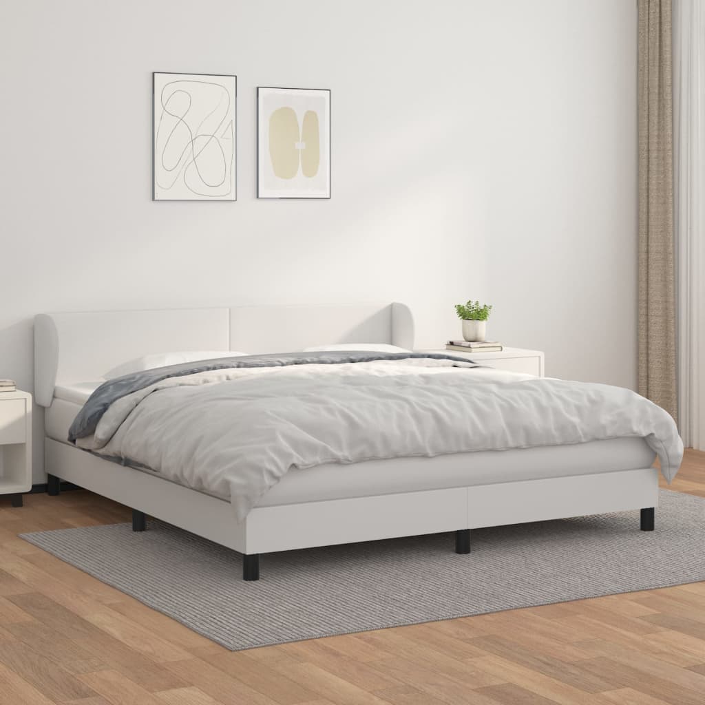 Boxspring met matras kunstleer wit 160x200 cm is nu te koop bij PeponiXL, paradijselijk wonen!