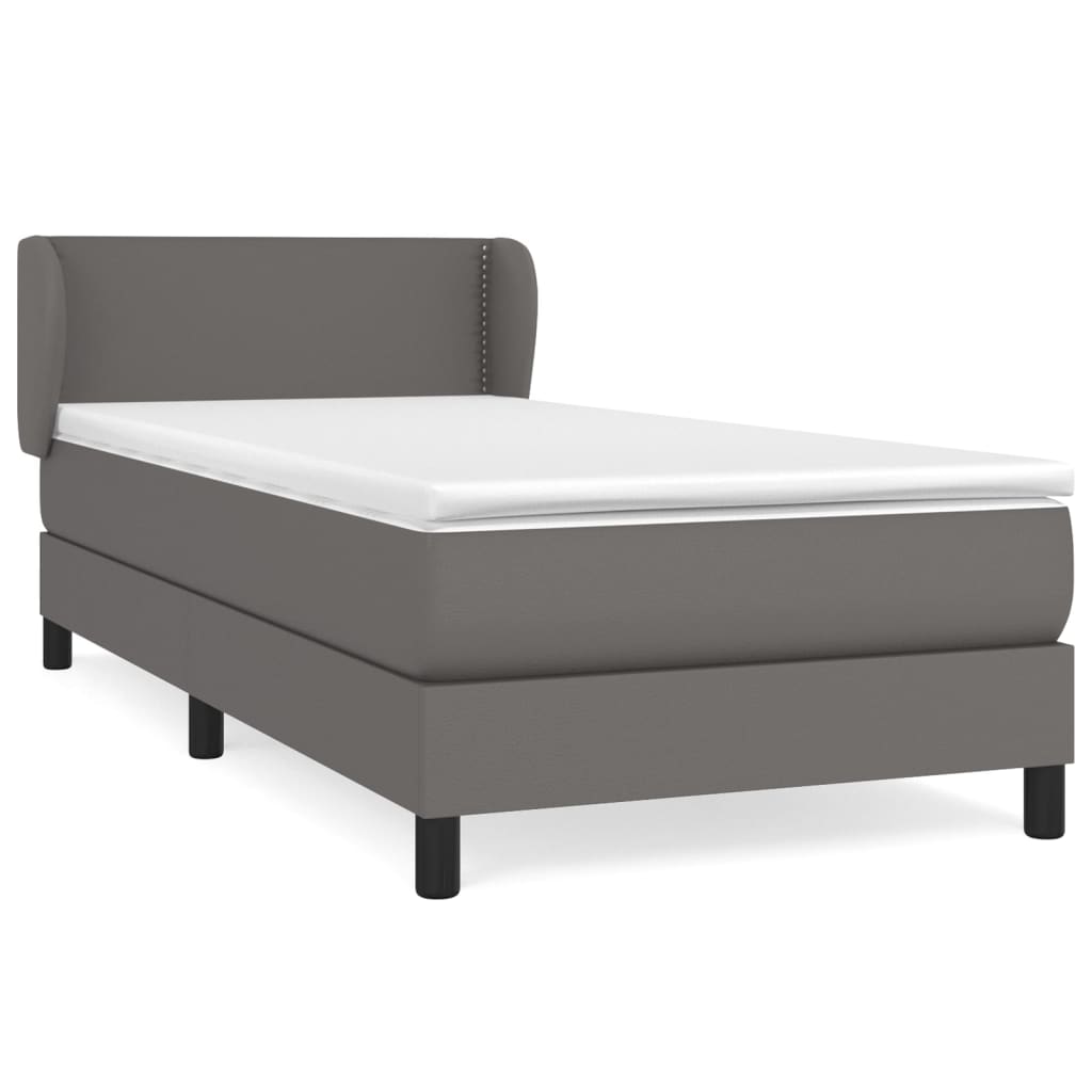 Boxspring met matras kunstleer grijs 100x200 cm is nu te koop bij PeponiXL, paradijselijk wonen!