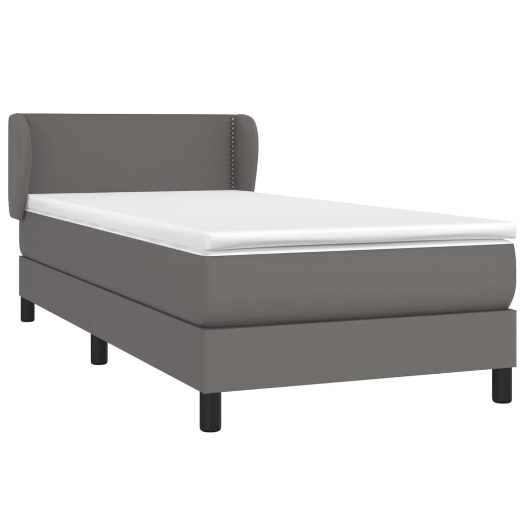 Boxspring met matras kunstleer grijs 100x200 cm is nu te koop bij PeponiXL, paradijselijk wonen!