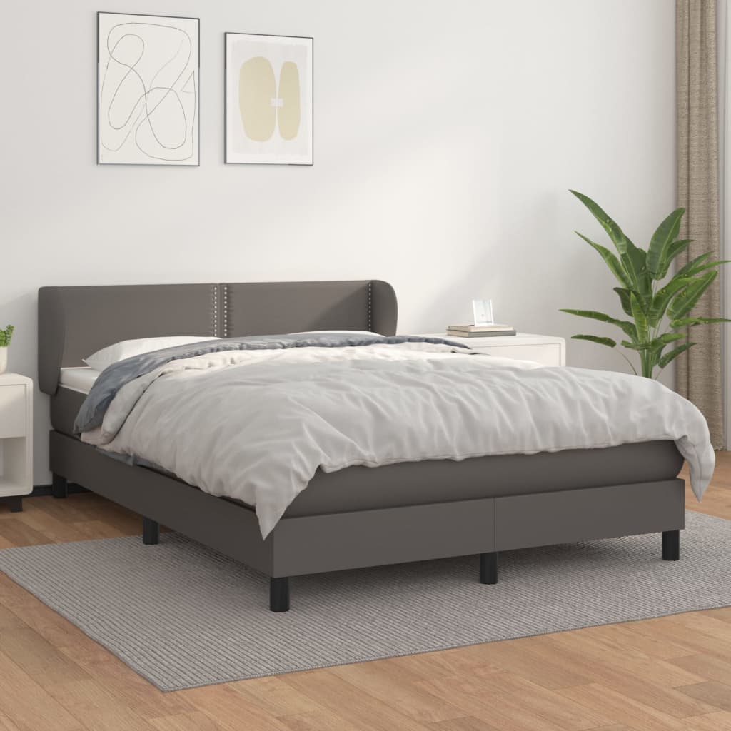 Boxspring met matras kunstleer grijs 140x190 cm is nu te koop bij PeponiXL, paradijselijk wonen!