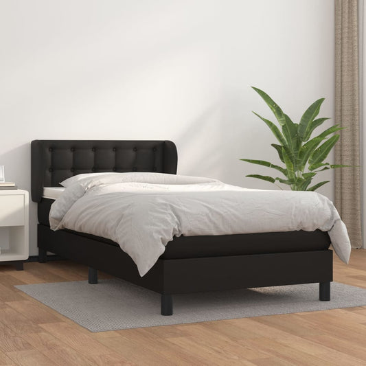 Boxspring met matras kunstleer zwart 90x200 cm is nu te koop bij PeponiXL, paradijselijk wonen!