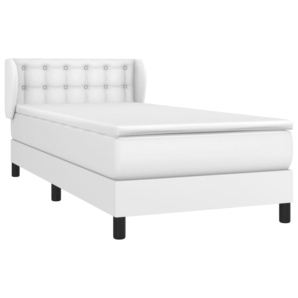 Boxspring met matras kunstleer wit 100x200 cm is nu te koop bij PeponiXL, paradijselijk wonen!