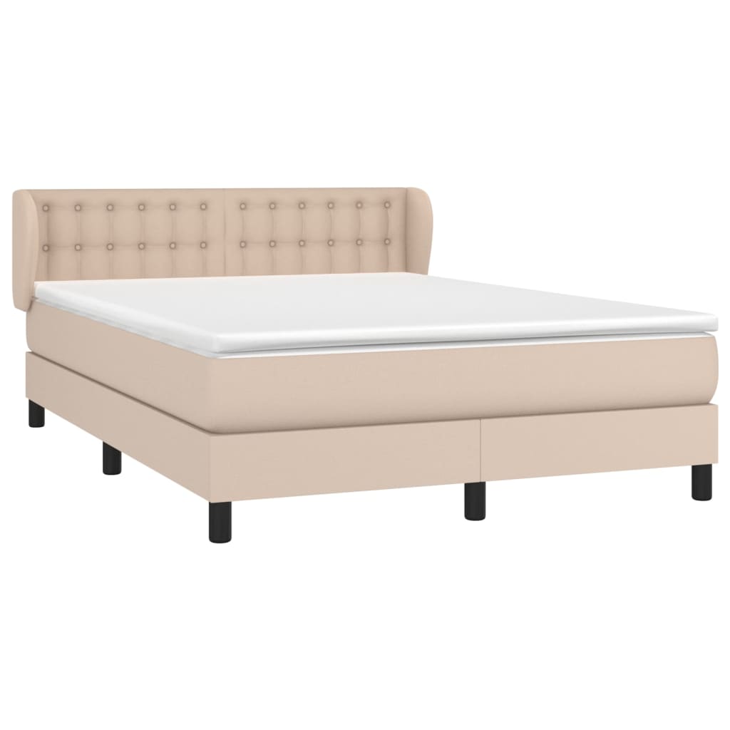 Boxspring met matras kunstleer cappuccinokleurig 140x190 cm is nu te koop bij PeponiXL, paradijselijk wonen!