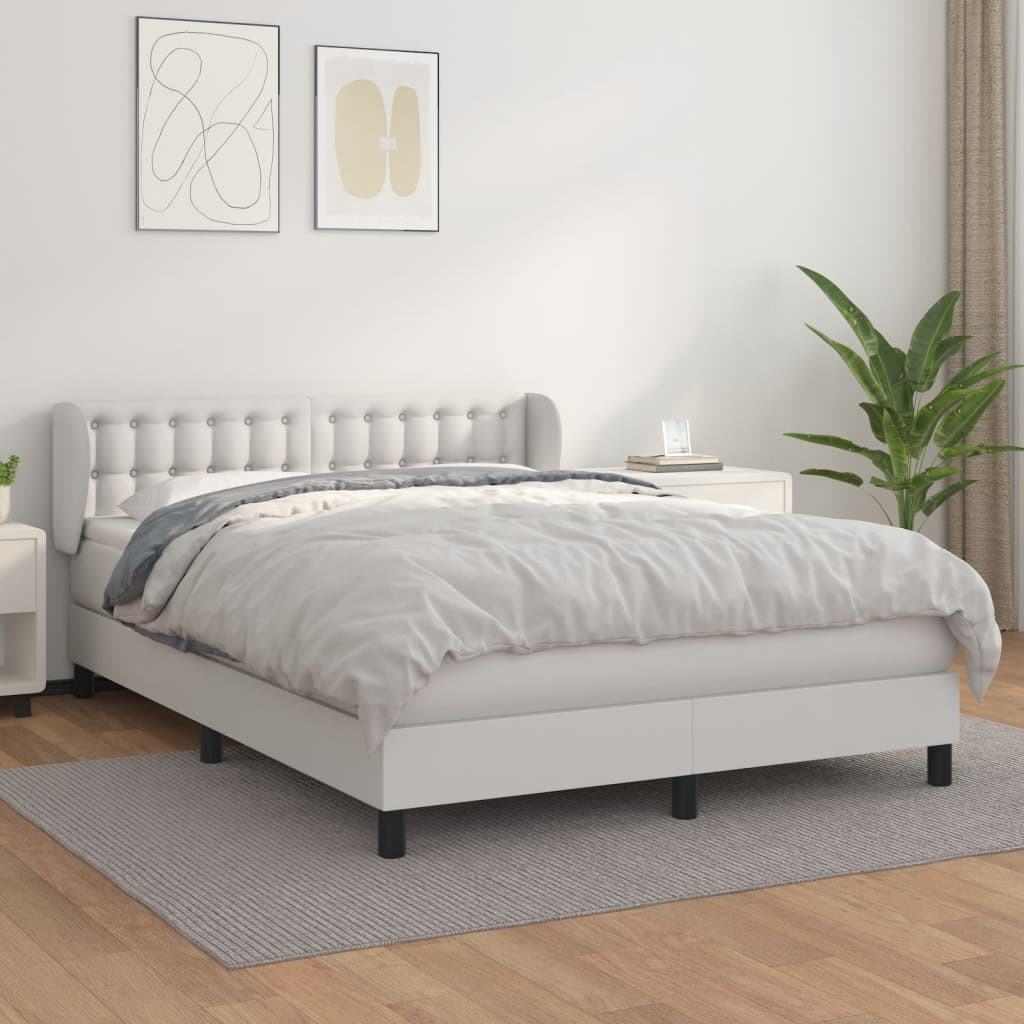 Boxspring met matras kunstleer wit 140x200 cm is nu te koop bij PeponiXL, paradijselijk wonen!