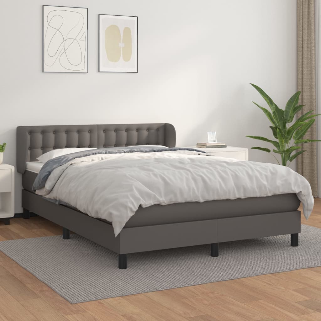 Boxspring met matras kunstleer grijs 140x200 cm is nu te koop bij PeponiXL, paradijselijk wonen!