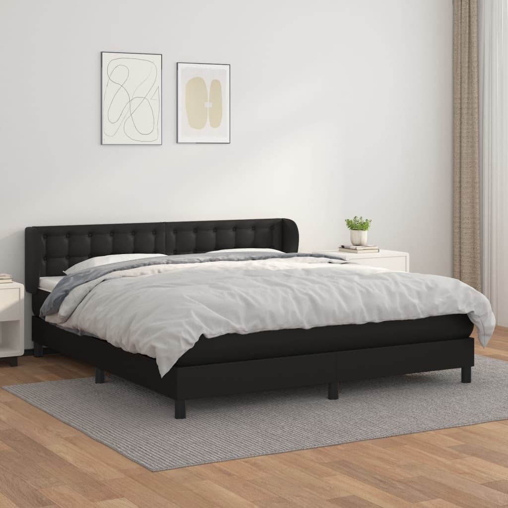 Boxspring met matras kunstleer zwart 160x200 cm is nu te koop bij PeponiXL, paradijselijk wonen!