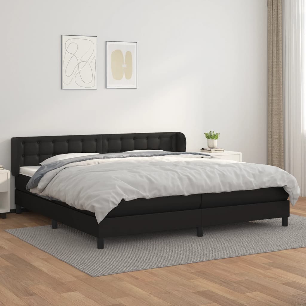 Boxspring met matras kunstleer zwart 200x200 cm is nu te koop bij PeponiXL, paradijselijk wonen!