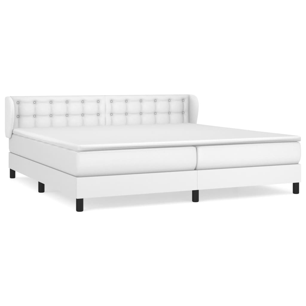 Boxspring met matras kunstleer wit 200x200 cm is nu te koop bij PeponiXL, paradijselijk wonen!