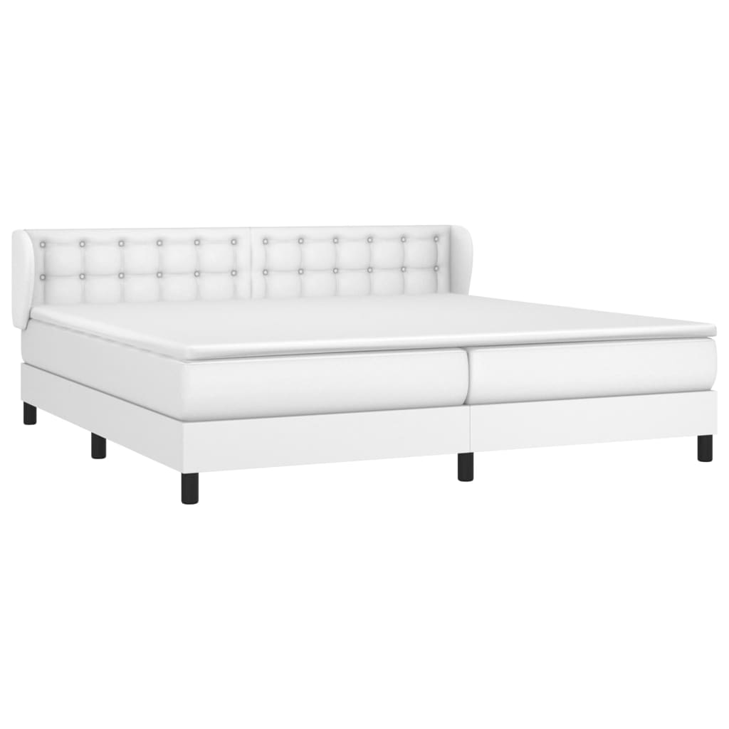 Boxspring met matras kunstleer wit 200x200 cm is nu te koop bij PeponiXL, paradijselijk wonen!