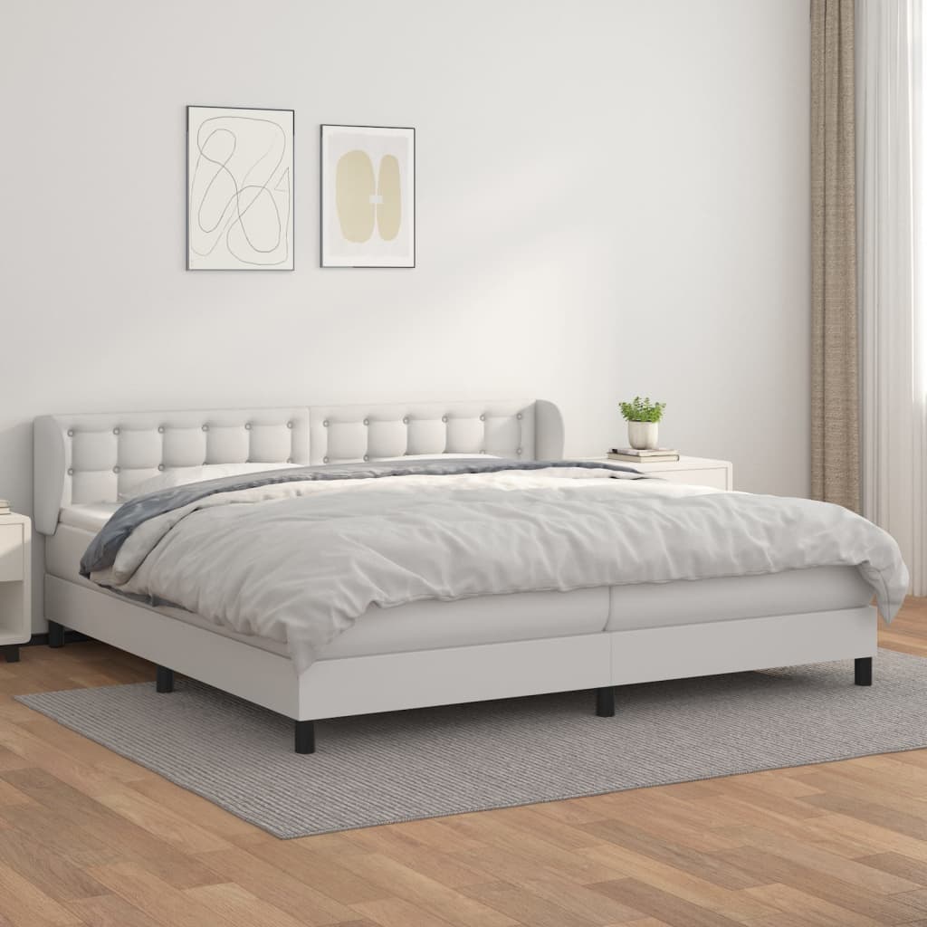 Boxspring met matras kunstleer wit 200x200 cm is nu te koop bij PeponiXL, paradijselijk wonen!