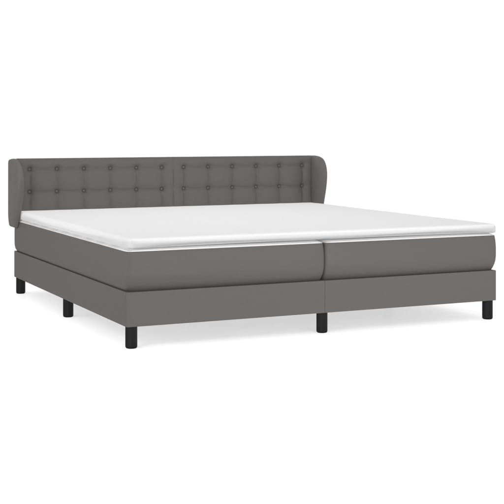 Boxspring met matras kunstleer grijs 200x200 cm is nu te koop bij PeponiXL, paradijselijk wonen!