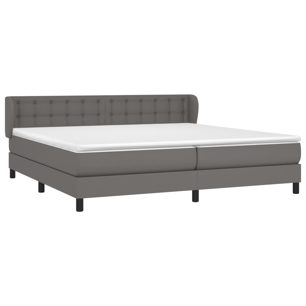 Boxspring met matras kunstleer grijs 200x200 cm is nu te koop bij PeponiXL, paradijselijk wonen!