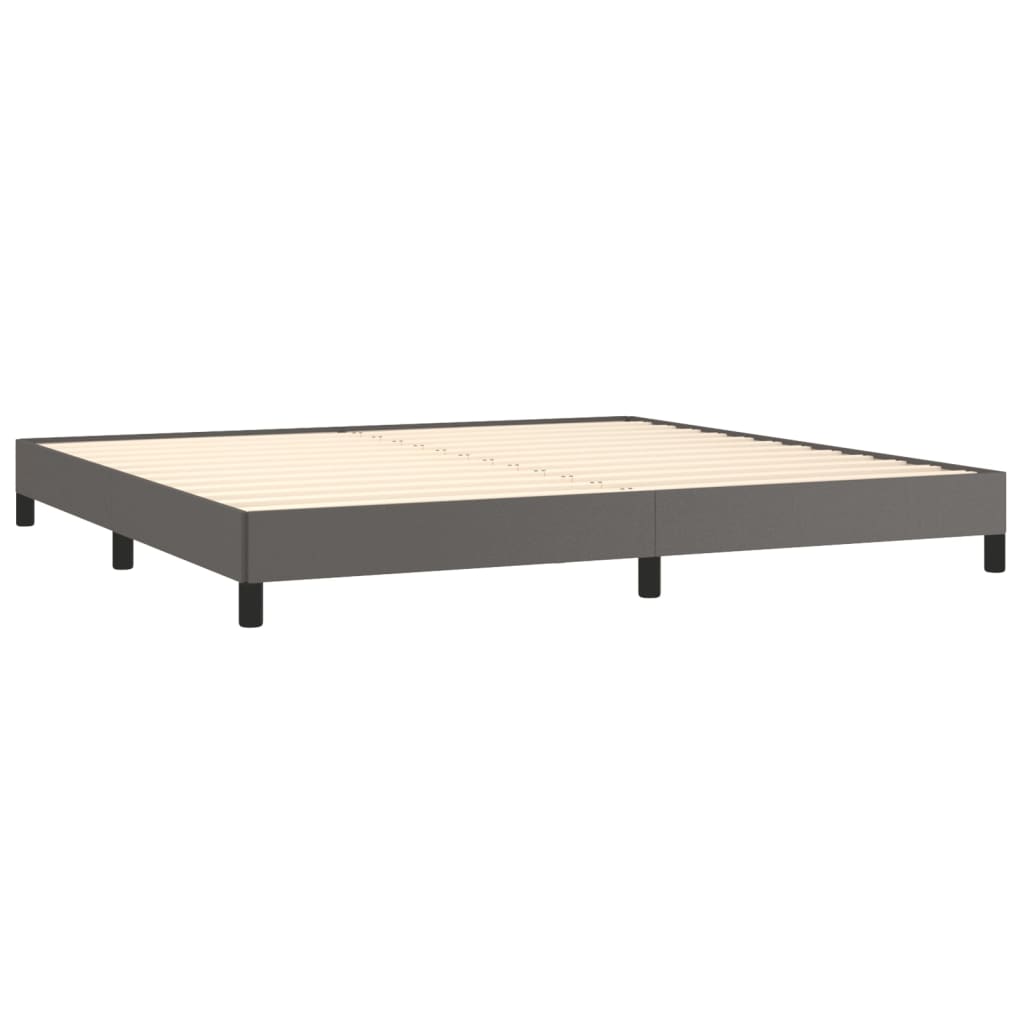 Boxspring met matras kunstleer grijs 200x200 cm is nu te koop bij PeponiXL, paradijselijk wonen!