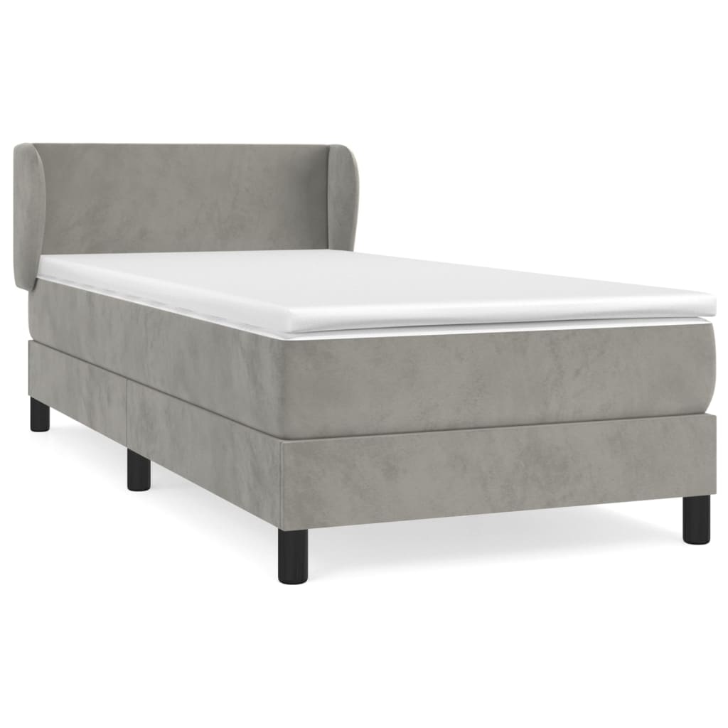 Boxspring met matras fluweel lichtgrijs 80x200 cm is nu te koop bij PeponiXL, paradijselijk wonen!