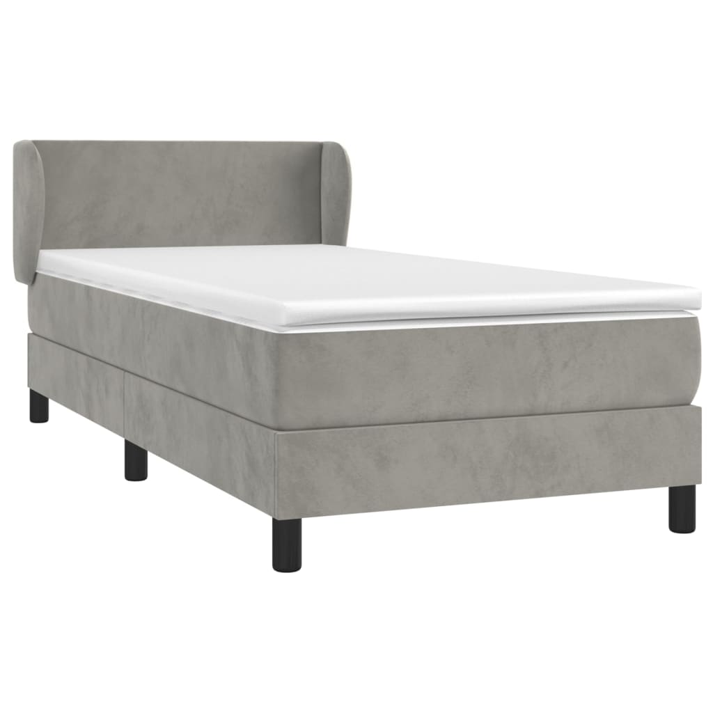 Boxspring met matras fluweel lichtgrijs 80x200 cm is nu te koop bij PeponiXL, paradijselijk wonen!
