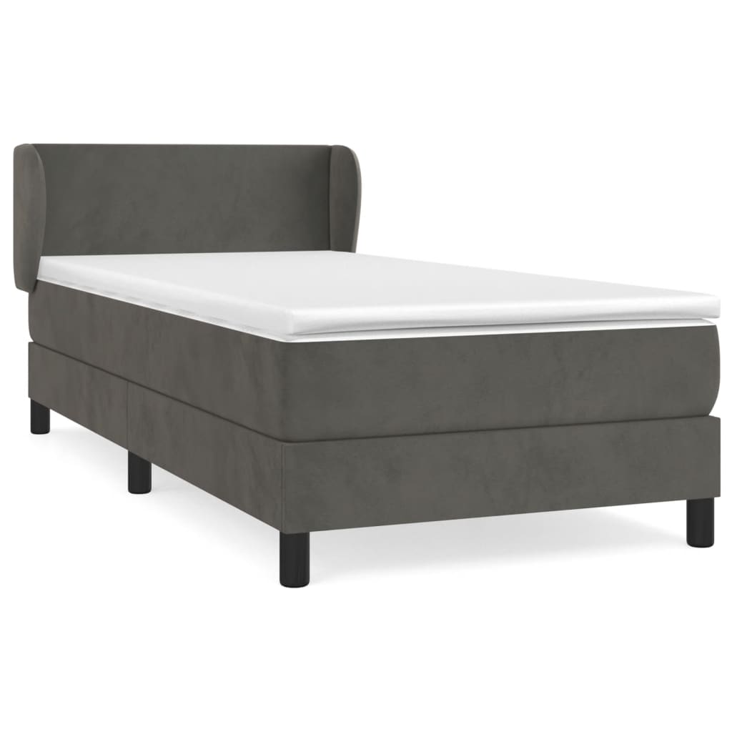 Boxspring met matras fluweel donkergrijs 90x190 cm is nu te koop bij PeponiXL, paradijselijk wonen!